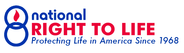 A black background with the words national right to life in red, white and blue.