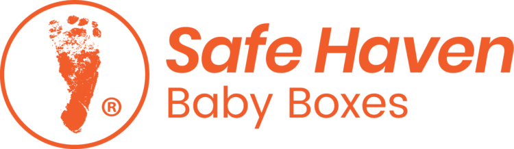 A black background with orange letters that say safe place baby boutique.