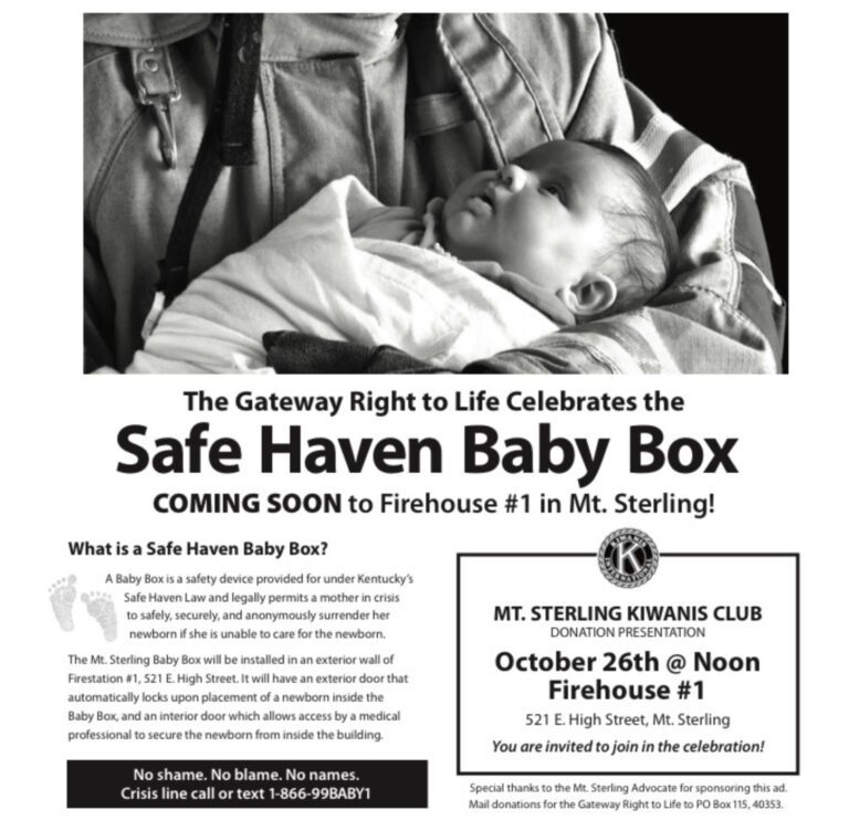 A flyer for the safe haven baby box.