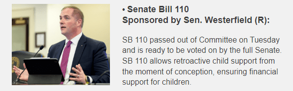 Senator Westerfield speaks about Senate Bill 110.